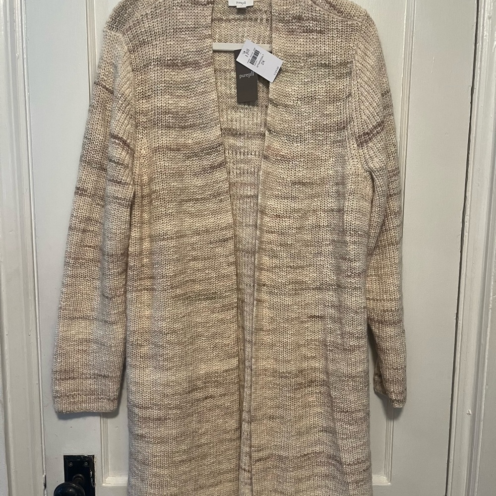 J. Jill Beige and Brown Knit Cardigan